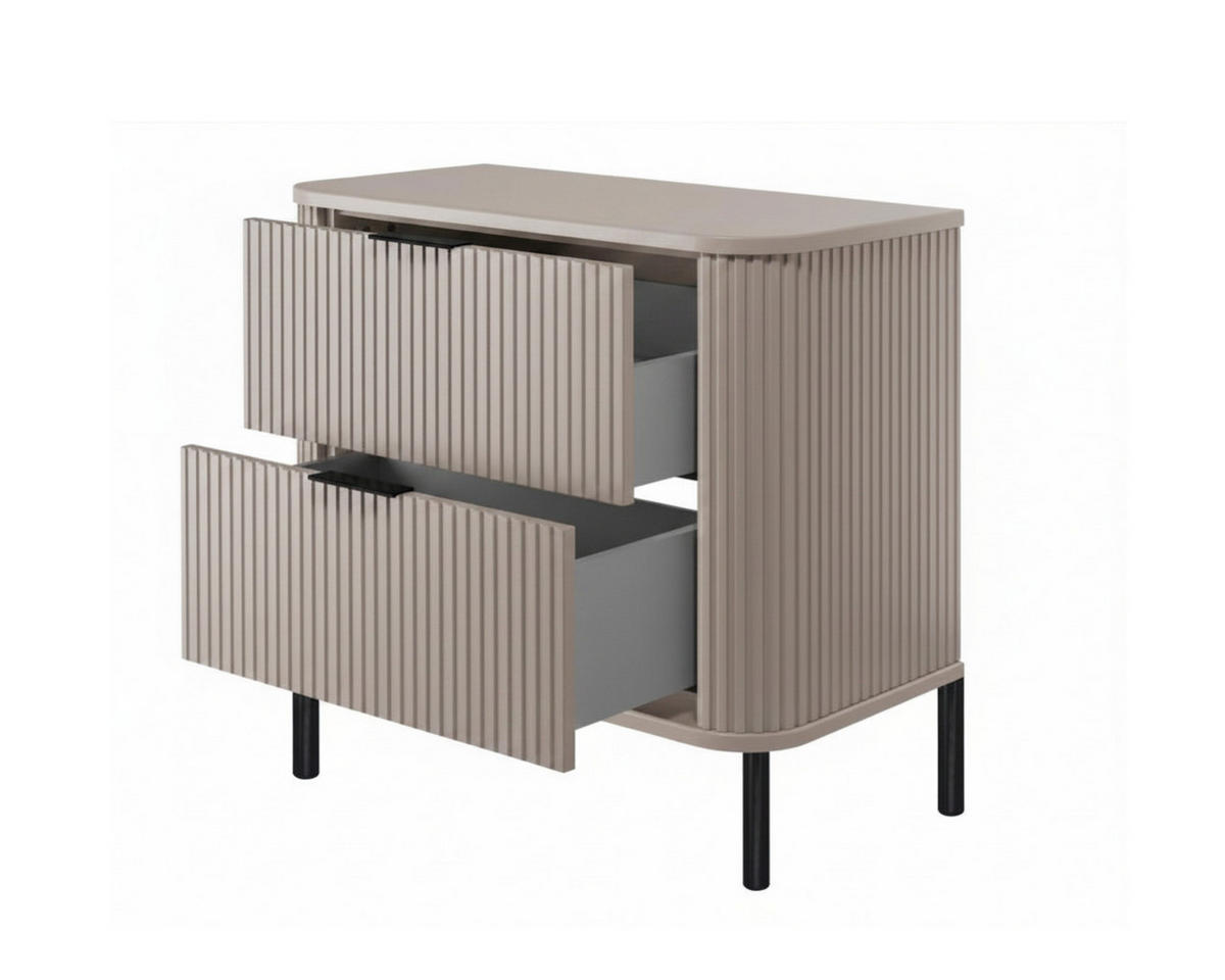 BADEZIMMERSCHRANK : Farbe Kaschmir, Griff schwarz, Füße schwarz, 60 x 41,5 x 66,7 cm - Kaschmir/Schwarz, Holzwerkstoff (60/66.7/41.5cm) - 3XE LIVING