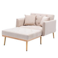 SCHLAFSOFA Zweisitzer,Relaxsessel mit Schlaffunktion,ausziehbar,Samt,Beige - Beige, Textil (90/77/165cm) - LVHOM