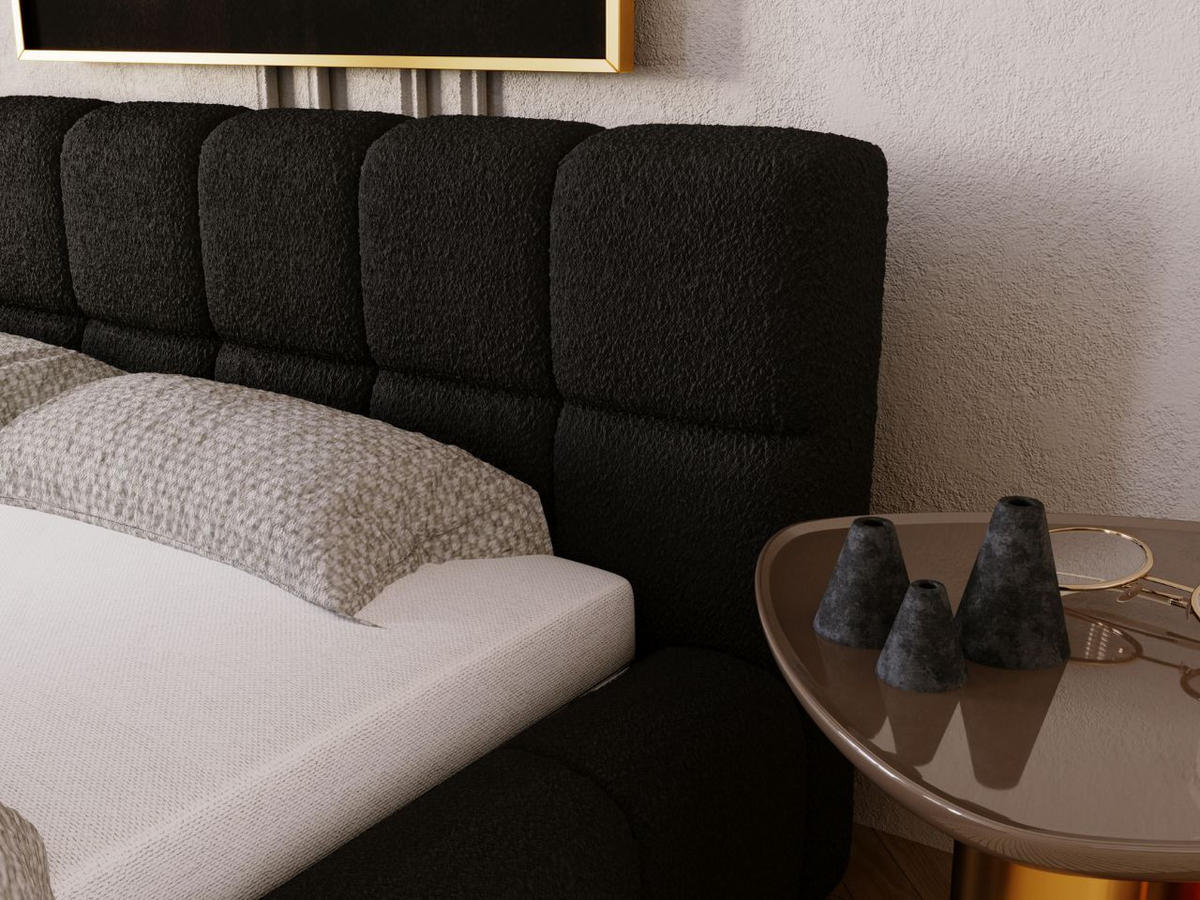 POLSTERBETT Alicante Bouclé-Stoff 180x200 Schwarz - Schwarz, Textil (180/200cm) - Graingold