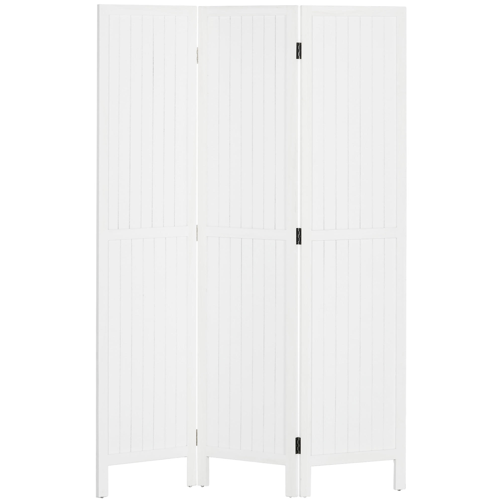 PARAVENT 3-tlg DE-14378 faltbar mit Holzlamellen Weiß - Weiß, Holz (120/170/1.8cm) - ComfortXL