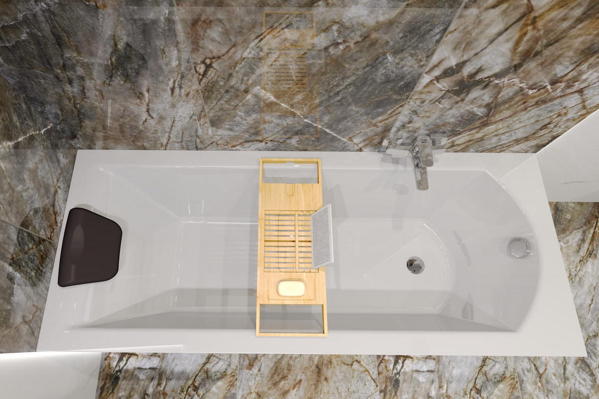 BADEWANNE Rechteck SHEA 140/70 + Styro + Ablage + Kopfstütze Ablauf Füße - Weiß, Kunststoff (70/53.5/140cm) - bad land