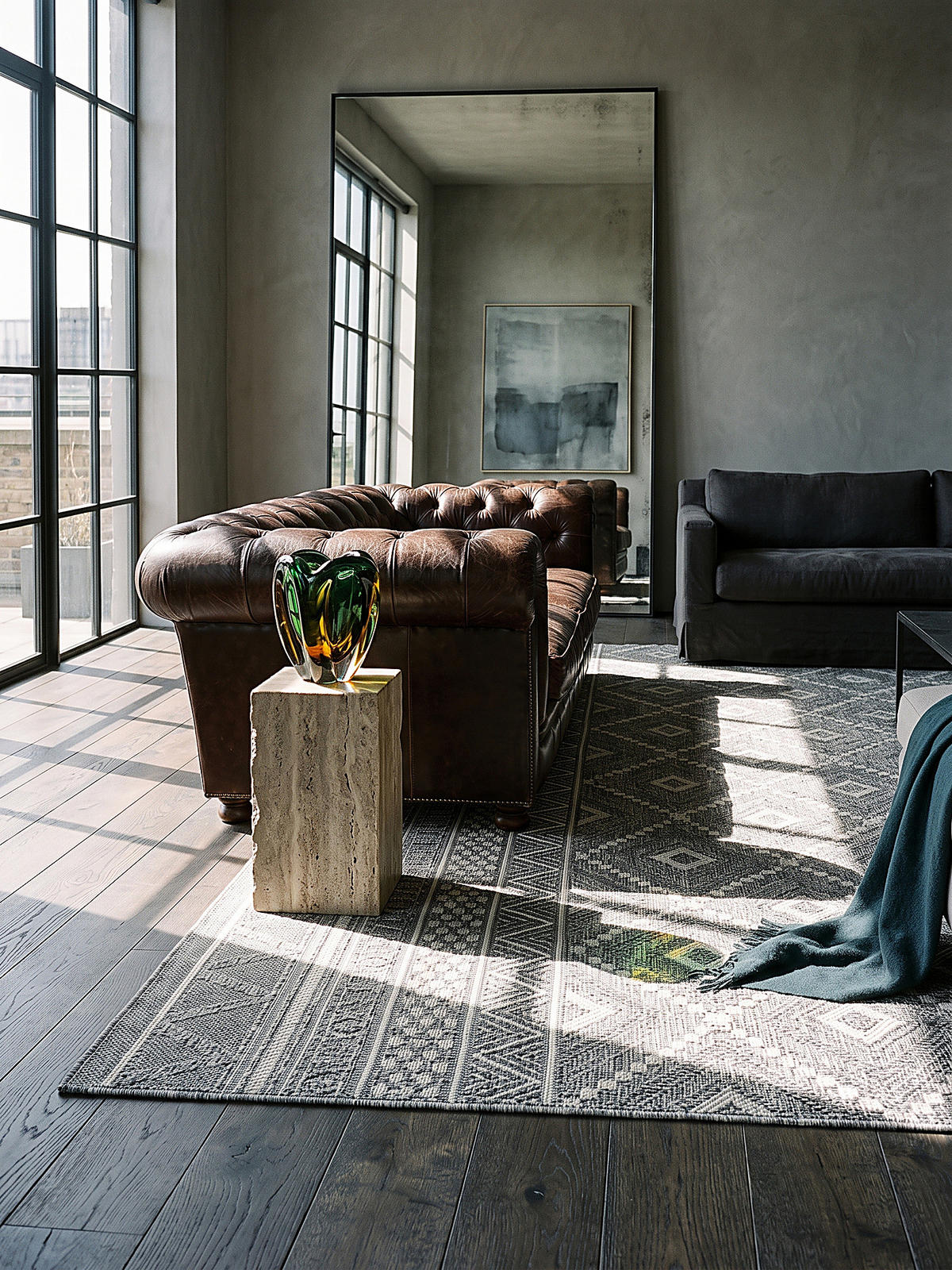 TEPPICH Flachgewebe ESERA Ethno-Rauten Polypropylen Grau 140 x 200 cm - Grau, Textil (140/200cm) - KADIMA DESIGN