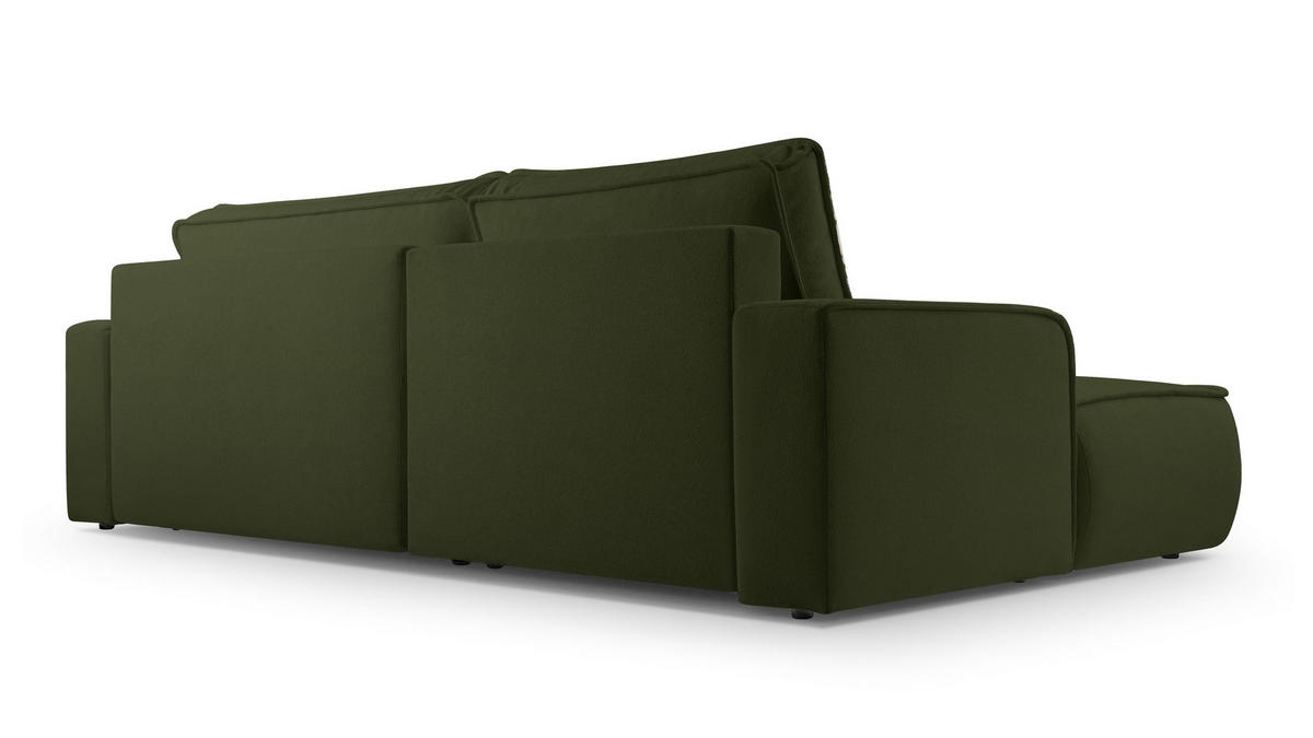 ECKSOFA L Form Ablia Dunkelgrün 267/168/87 cm mit Schlaffunktion L - Schwarz/Grün, Kunststoff/Textil (168/267cm) - AX Living