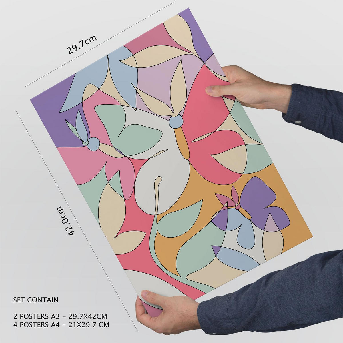 POSTER Set Mit 6 Ethischer Stil Abstrakt Größe A3 & A4 Rahmenlos - Klar, Papier (29.7/1cm) - Nacnic