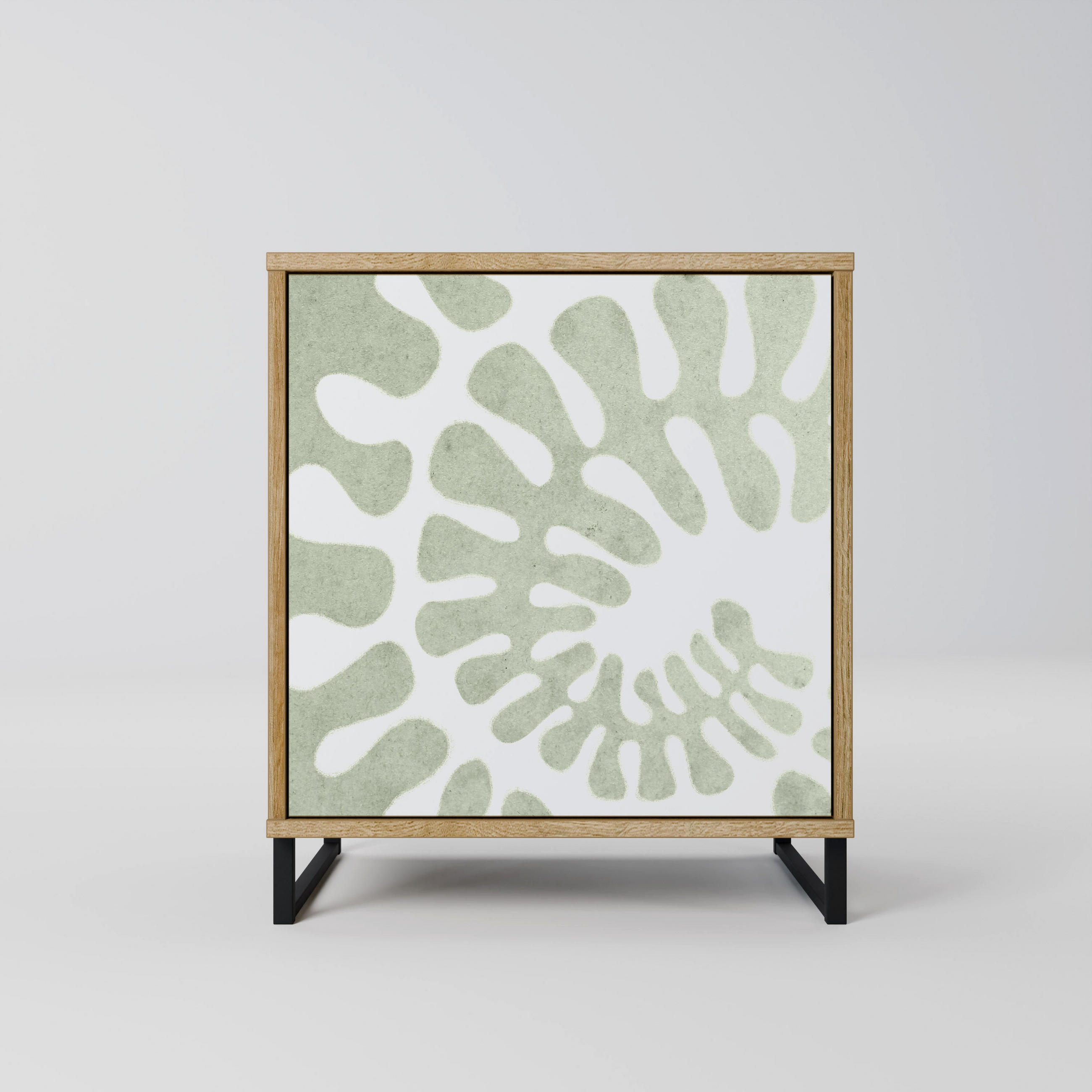 SIDEBOARD HELIX DANCE, Eichefarben, 57,5x42x67,5 cm, Schwarze Metall-Rahmenfüße - Eichefarben/Multicolor, Holzwerkstoff/Metall (57.5/67.5/42cm) - SpaceRebels