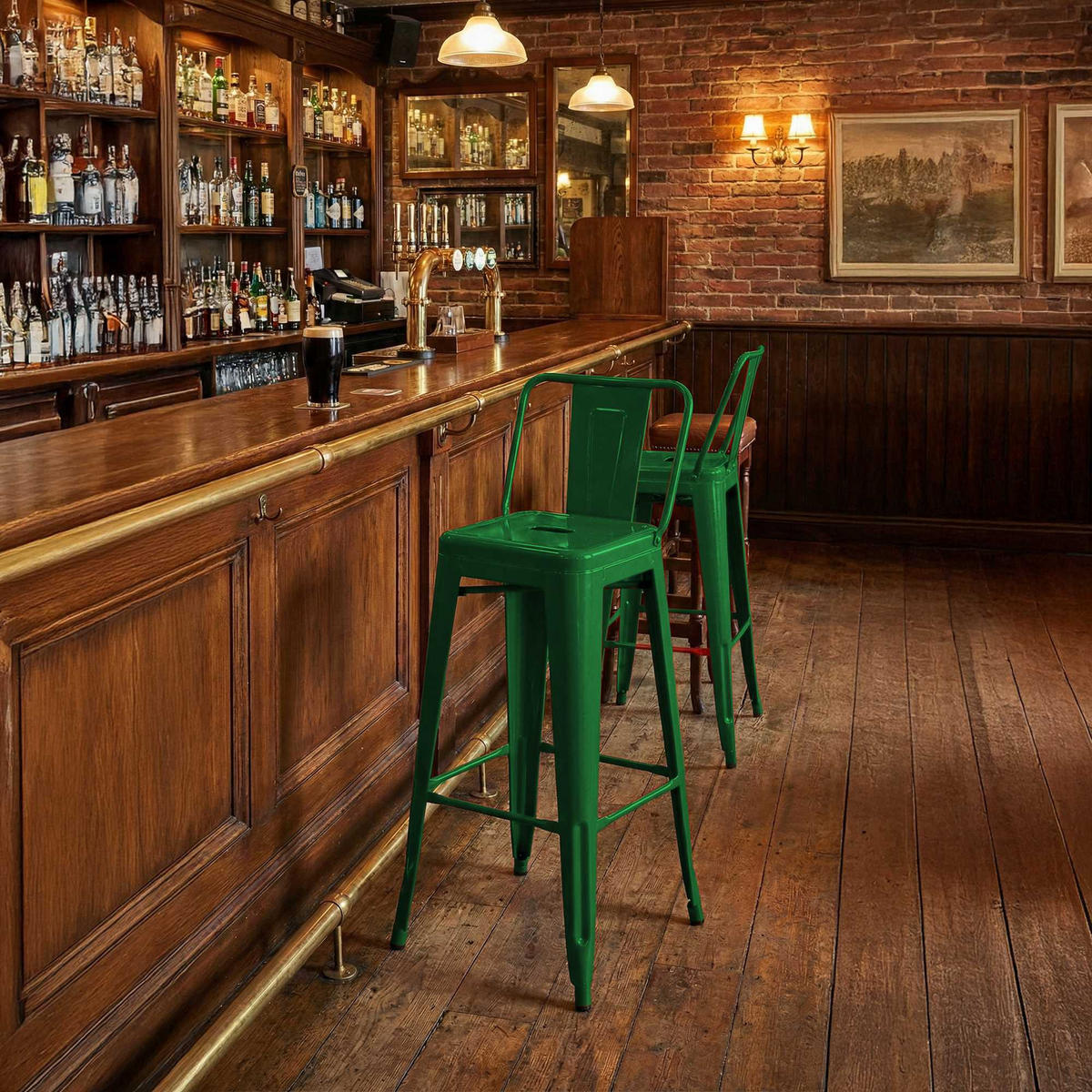 BARHOCKER 2er Set Metall Grün - Grün, Metall (44/96/43cm) - CLP