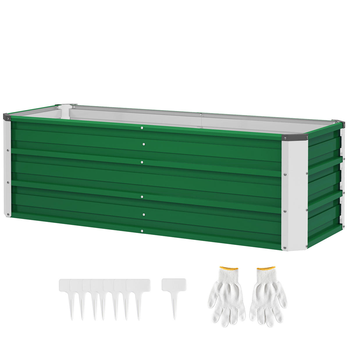 HOCHBEET, Stahl mit Handschuhen, Grün, rechteckig, für Terrasse & Garten - Multicolor, Holzwerkstoff (125/40/47cm) - FORIOUS