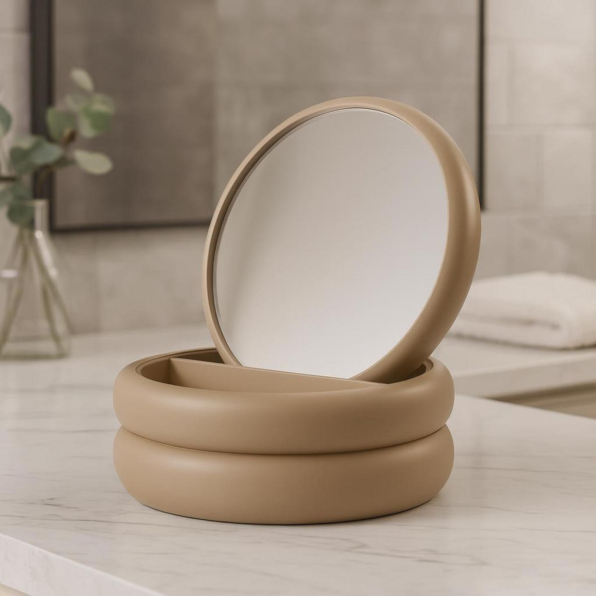 SCHMUCKKÄSTCHEN mit Spiegel 17,5/17,5/9 cm - Braun, Holzwerkstoff (17.5/9/17.5cm) - Home Styling Collection