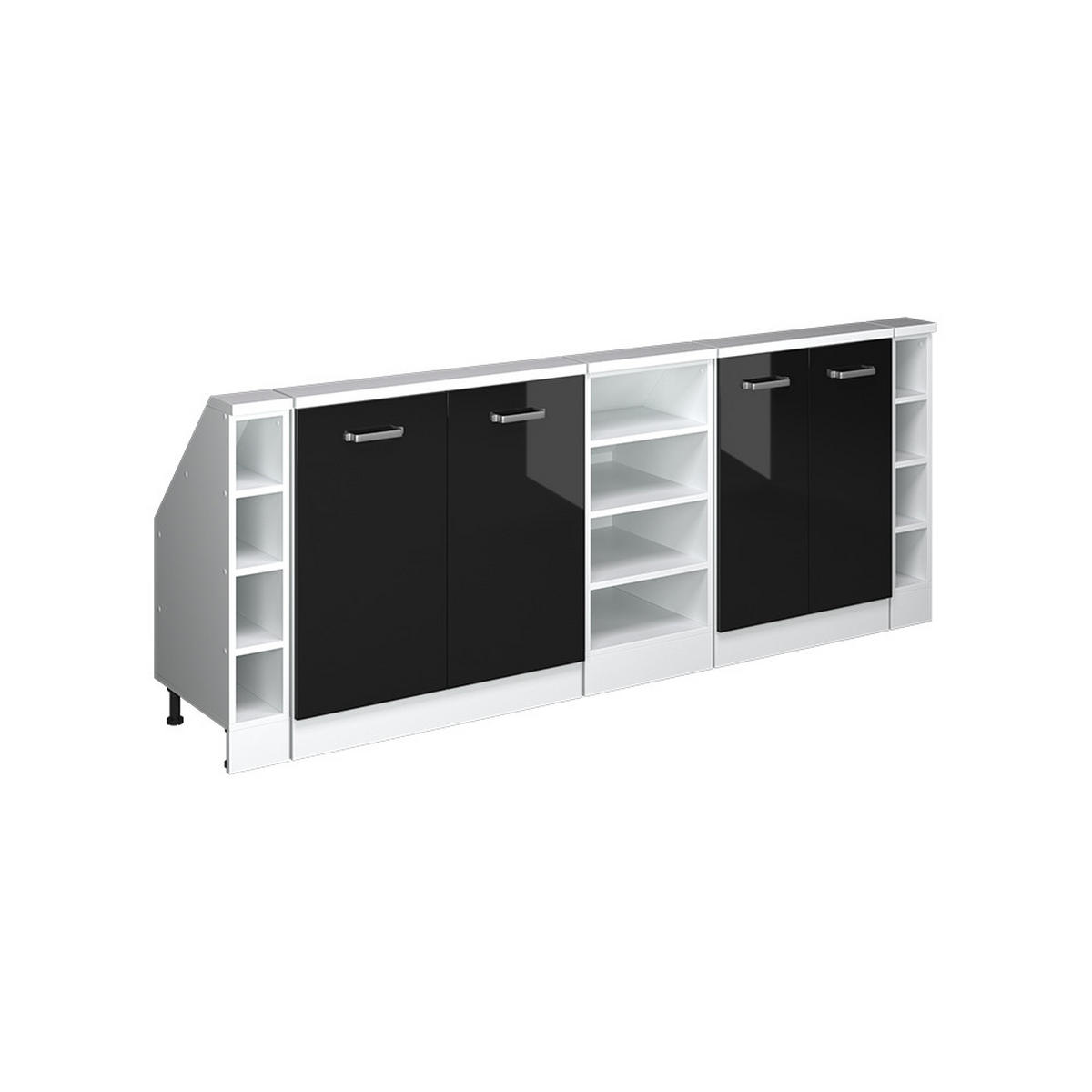 KUCHYŇSKÁ SKŘÍŇKA POD ŠIKMOU STŘECHU R-Line Černý vysoký lesk - bílá/černá, kompozitní dřevo (210/81.6/46cm) - Vicco