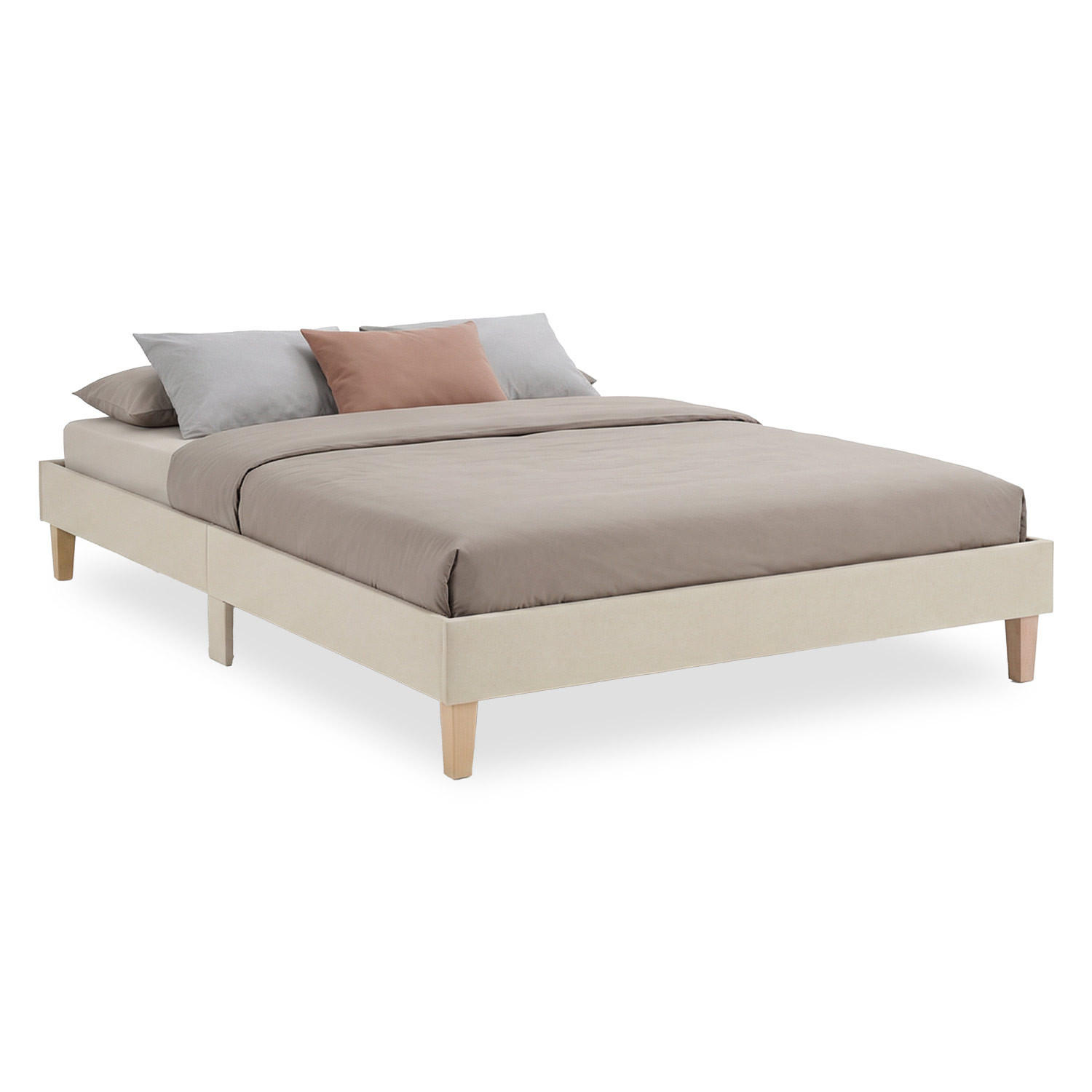 POLSTERBETT 140/200 cm in Beige + Lattenrost - Beige, Textil (140/200cm) - Homestyle4u