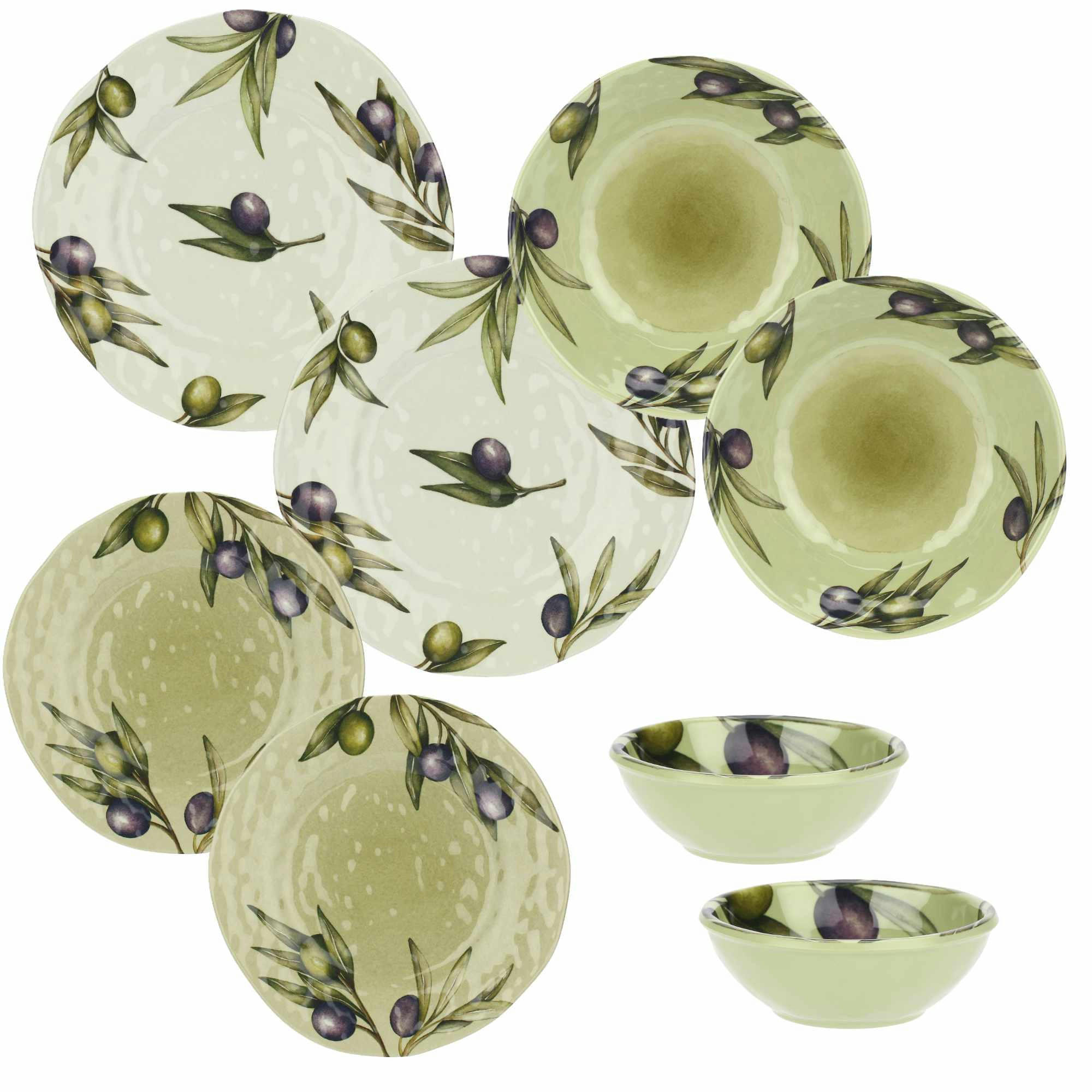 GESCHIRR 8-teilig Olive Melamin - Multicolor, Kunststoff (35/3.5/35cm) - Rose & Tulipani