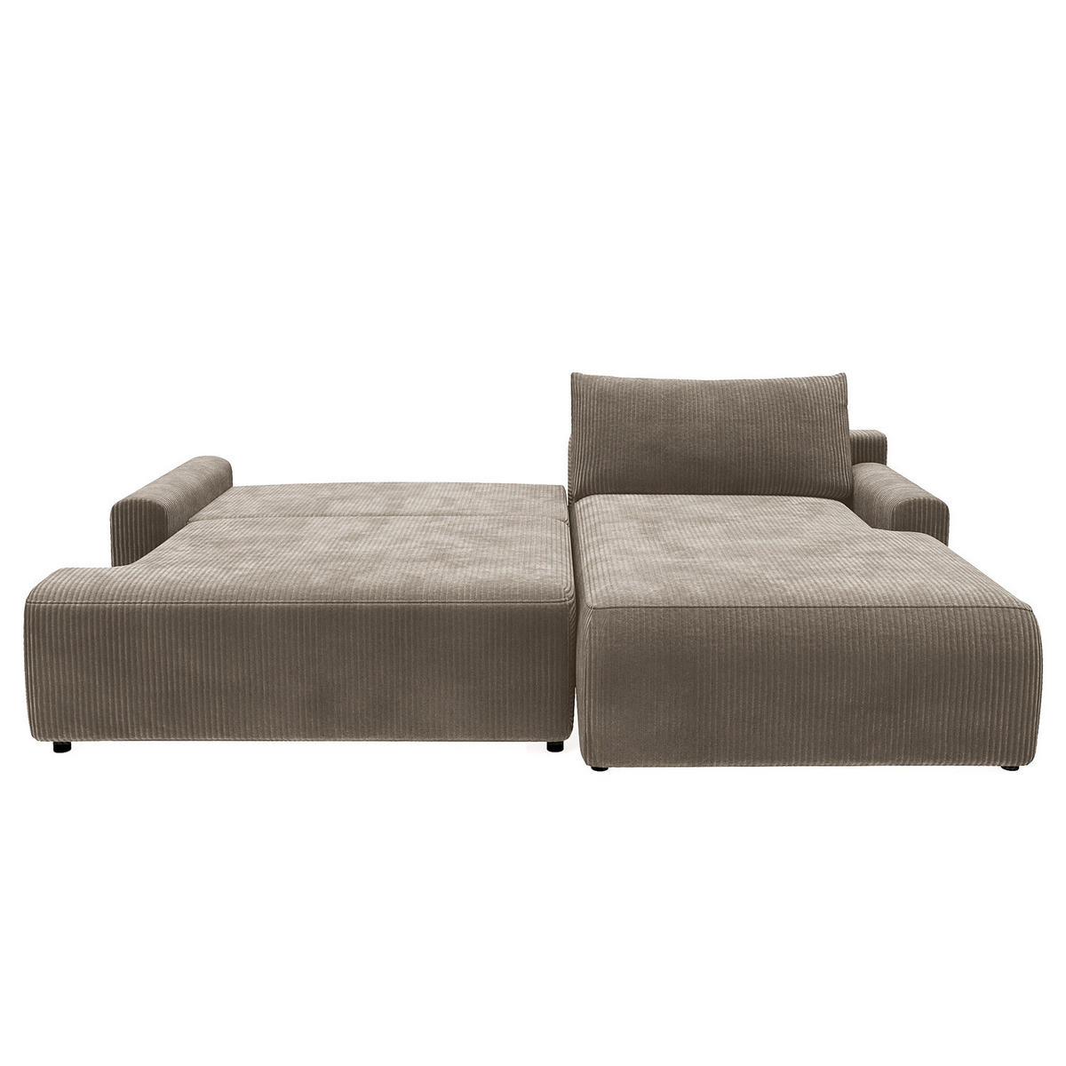 ECKSOFA mit Schlaffunktion - Longchair - Hellgrau/Schwarz, Kunststoff/Textil (253/167cm) - home24