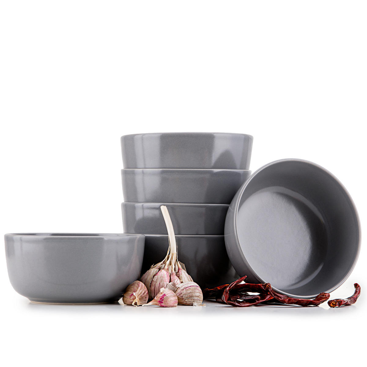 SCHÜSSEL-SET VICTO 6 Personen 6-tlg, matt grau - Grau, Keramik - KONSIMO®