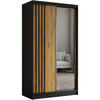 SCHWEBETÜRENSCHRANK Nela 120/216/61 schwarz mit Schubladen - Schwarz/Eiche Artisan, Holzwerkstoff (120/216/61cm) - Beautysofa