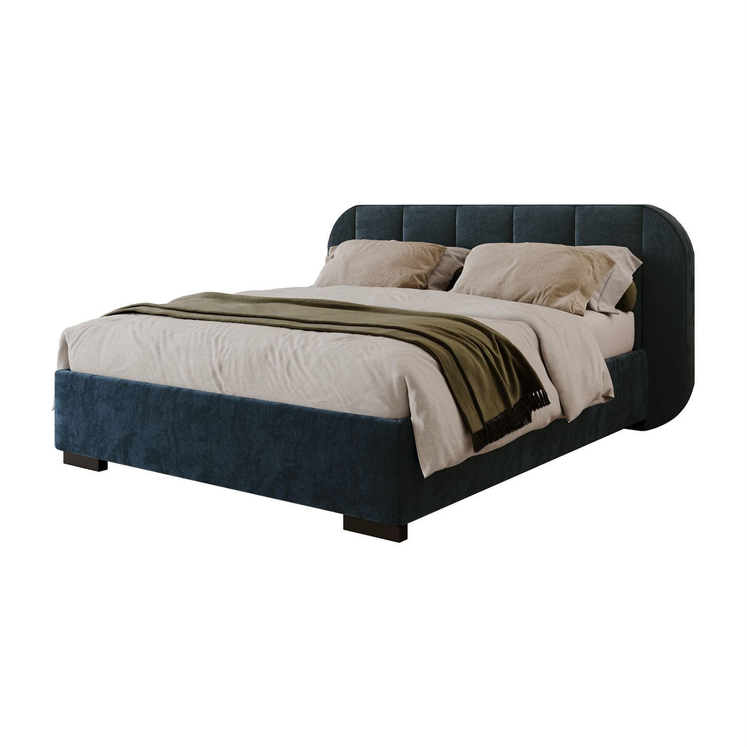 BETT AMARA 140x200 gepolstert mit Stauraum und Lattenrost, Royal Velvet 233 - Blau, Textil (140/200cm) - Lookway