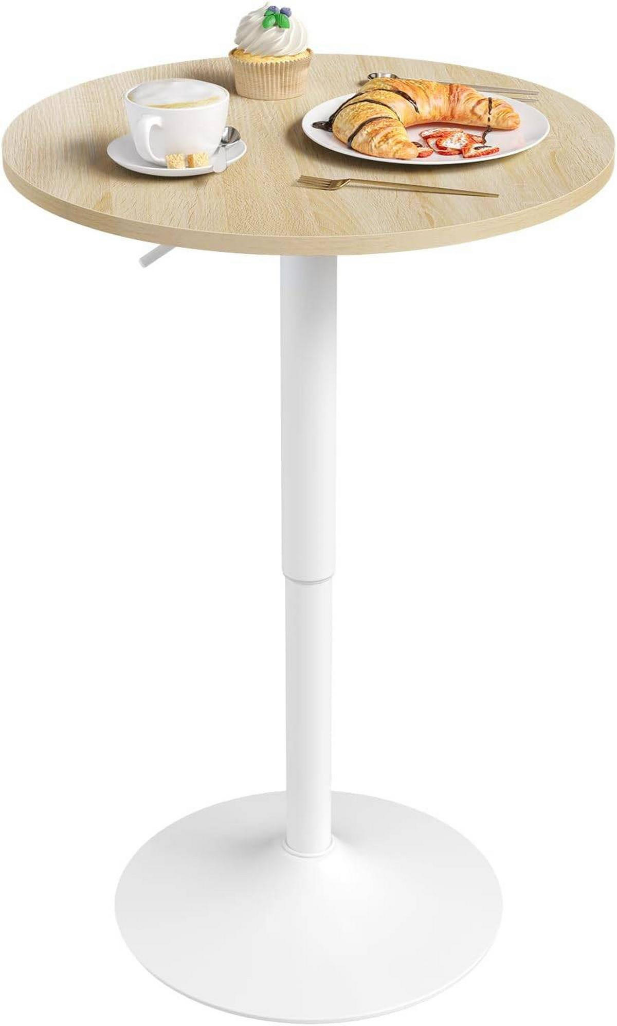 BARTISCH Stehtisch, Bistrotisch aus MDF Metall, 60x60x91cm - Hellbraun/Weiß, Holzwerkstoff/Metall (60/60/91cm) - Woltu