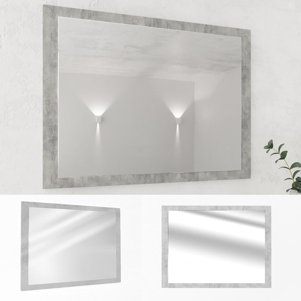 BADEZIMMERSPIEGEL Kiko Beton 45 x 60 cm - Schieferfarben, Glas (45/60/2cm) - Vicco