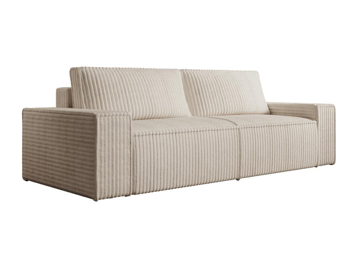 SCHLAFSOFA - 4 Personen-Sitzer - Samt - Beige - - Beige, Textil (257/85/102cm) - Vente-Unique