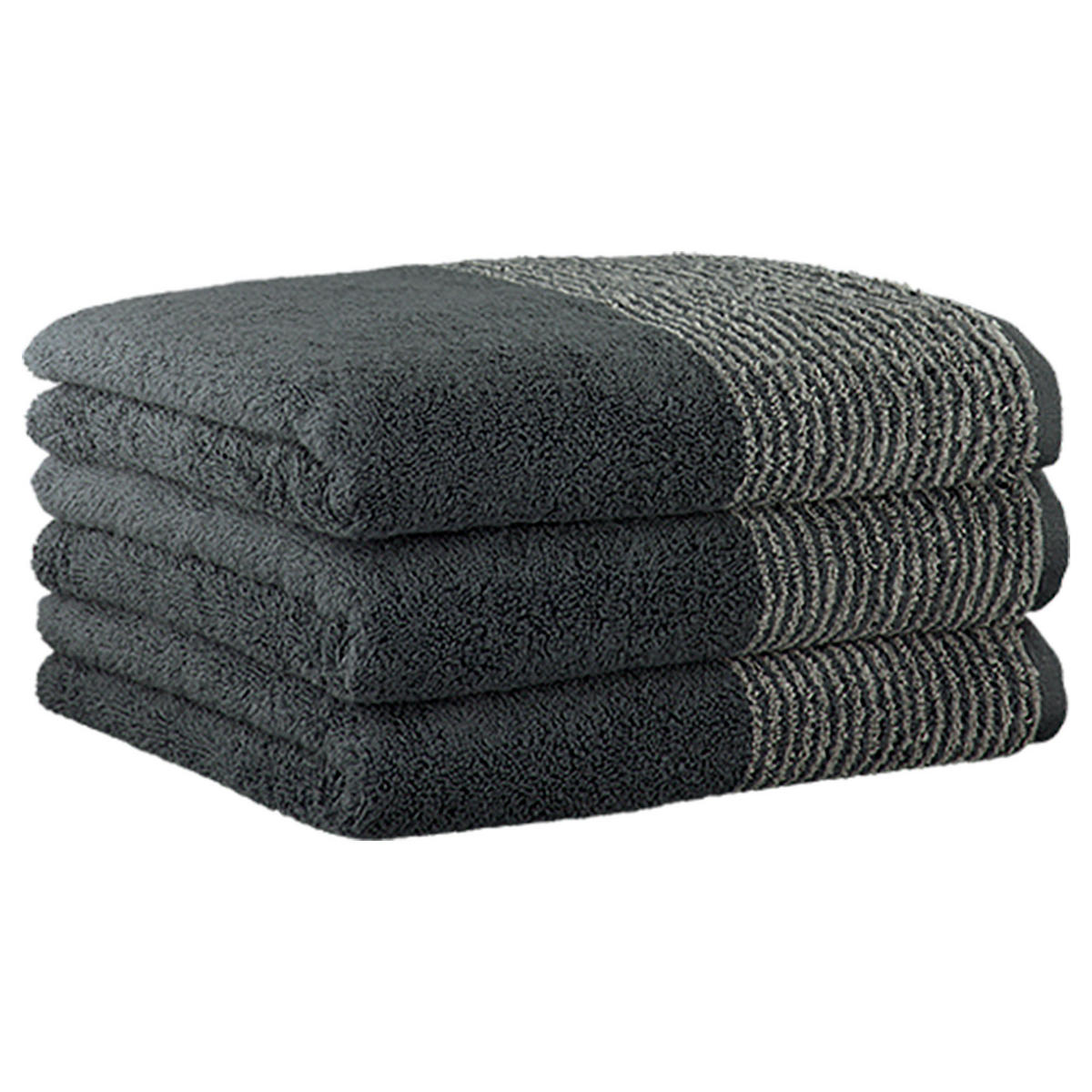 GÄSTETUCH Unisex Luxury Home Two-Tone Grau 3er Pack Baumwolle - Schieferfarben, Naturmaterialien (30/50cm) - Cawoe