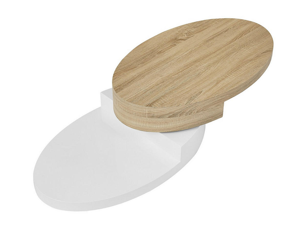COUCHTISCH mit drehbarer Tischplatte - MDF - Naturfarben & Weiß - VITALY - Naturfarben, Holz (100/60/33cm) - Vente-Unique