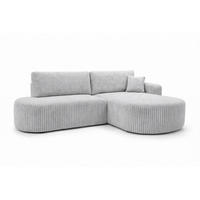 ECKSOFA Mit Schlaffunktion Und Bettkasten, Cordstoff Tilia, Grau, Rechts, ROUND ONE OPEN XL - Grau, Holz (262/175cm) - Kaiser Möbel