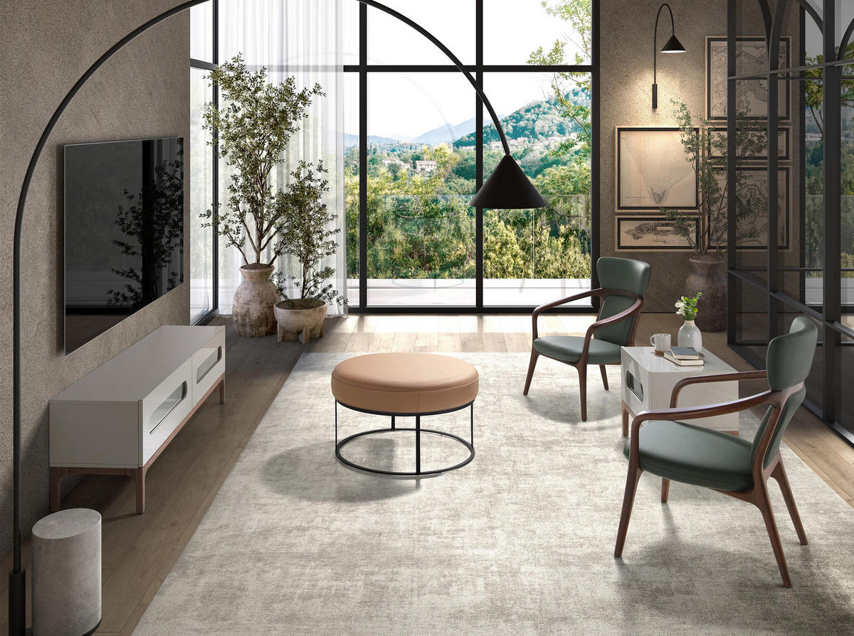 TV-ELEMENT TV-Ständer aus grauem und Walnussholz mit Innenbeleuchtung 180/41/51 cm - Walnussfarben/Grau, Holzwerkstoff (180/51/41cm) - ANGEL CERDA