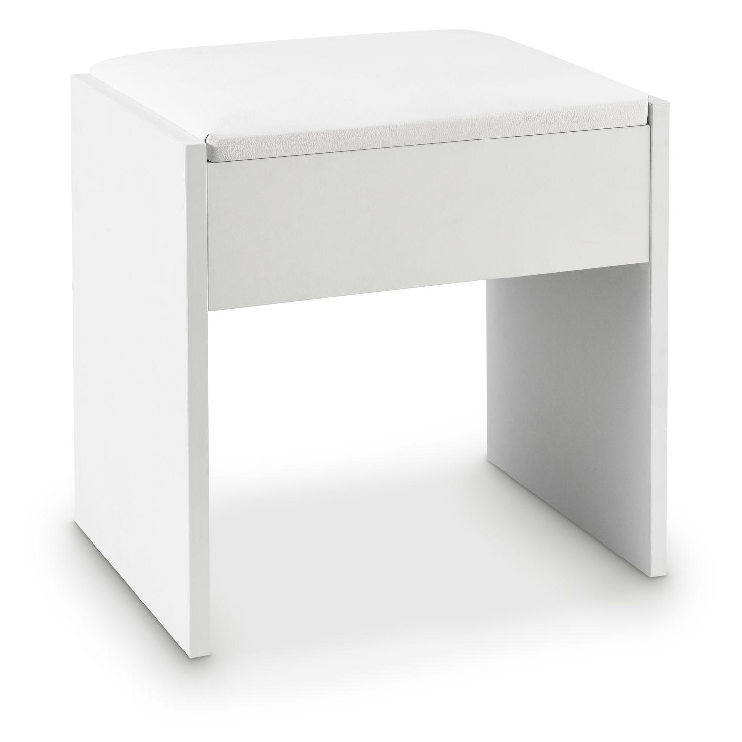 HOCKER Melly weiß mit Sitzkissen ideal für Schminktisch - Weiß, Textil (40/43/30cm) - Juskys