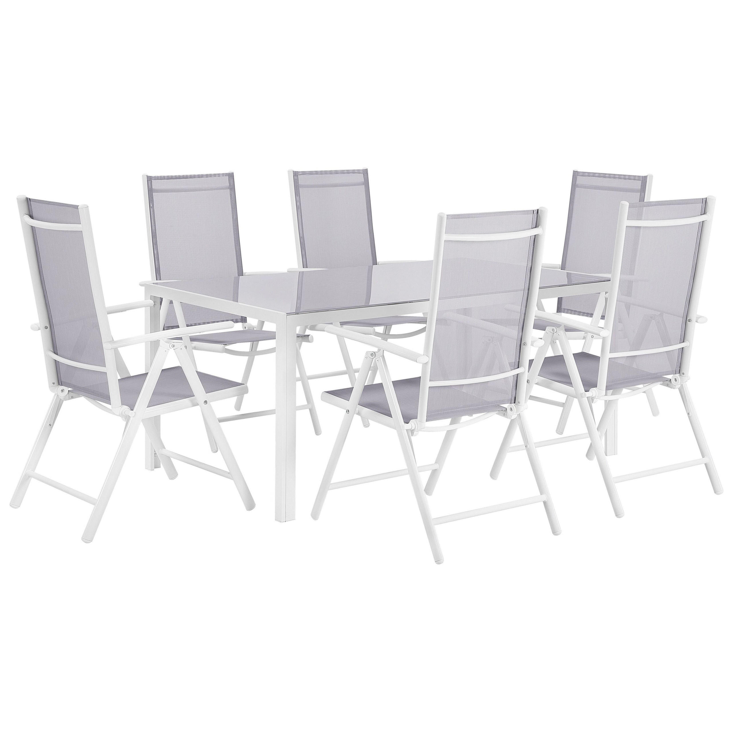 GARTENMÖBEL SET 6-Sitzer Aluminium grau Catania - Weiß/Grau, Metall - Beliani