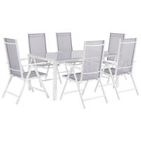 GARTENMÖBEL SET 6-Sitzer Aluminium grau Catania - Weiß/Grau, Metall - Beliani