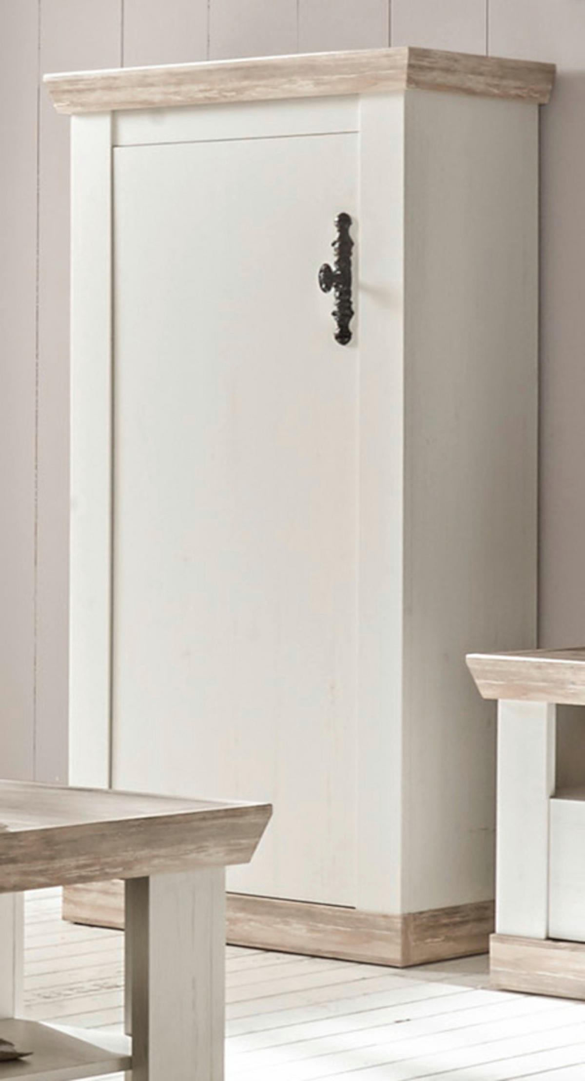 KOMMODE Pinie weiß, Oslo Pinie Landhaus, 71 x 146 cm - Anthrazit/Weiß, Holzwerkstoff/Metall (71/146/37cm) - Furn.Design