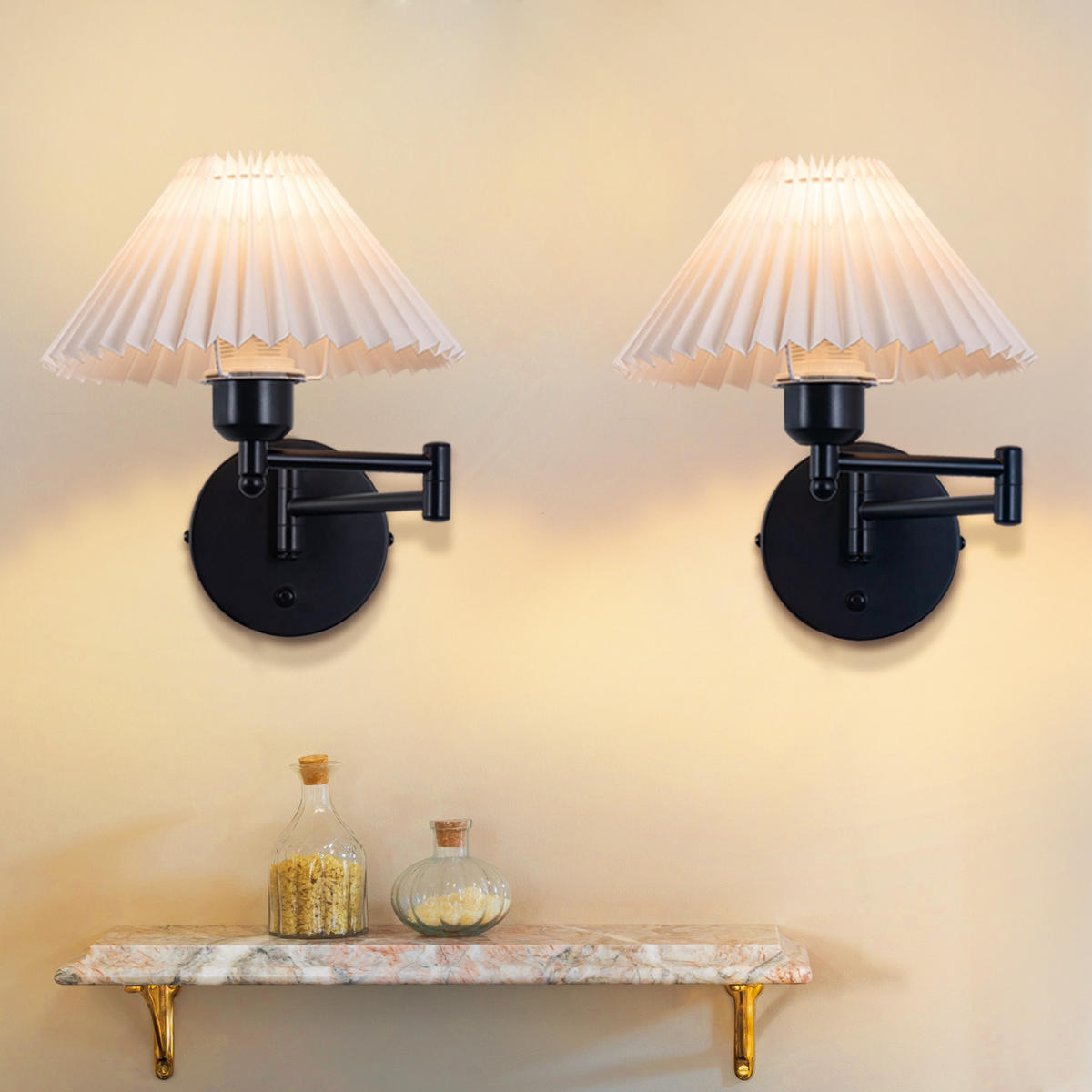 WANDLEUCHTE Diode 41.5/27/42 cm - Schwarz/Weiß, Metall (27/42/41.5cm) - ZMH