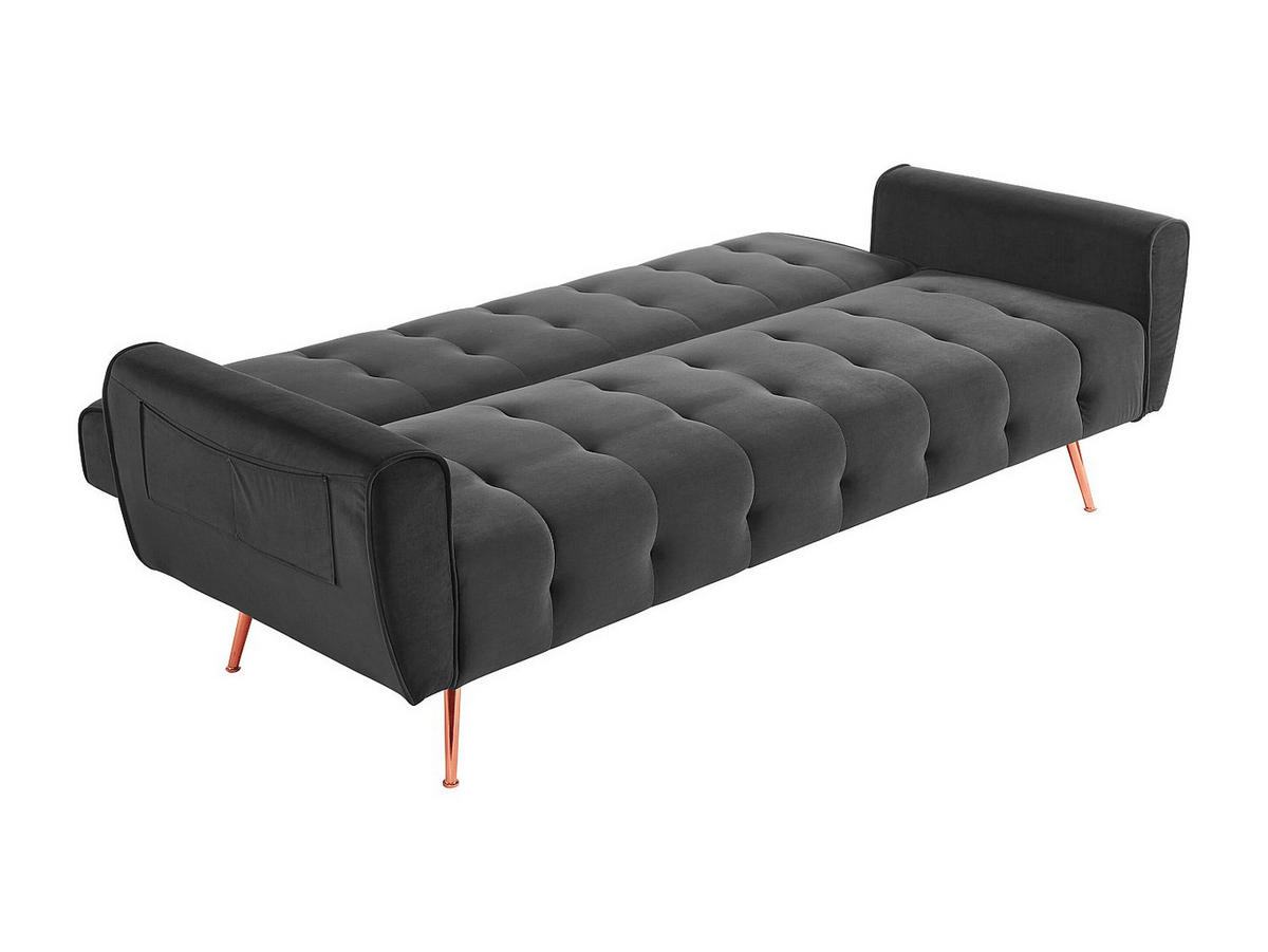 SCHLAFSOFA Klappsofa 3-Sitzer - Samt - Anthrazit - POLANI - Anthrazit, Textil (209/83/83cm) - Vente-Unique