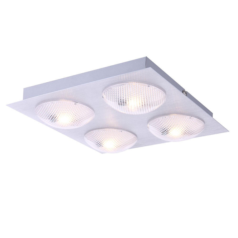 LED DECKENLEUCHTE TINA Silber Aluminium Acryl - Silberfarben, Metall (22/22/5cm) - Globo Lighting