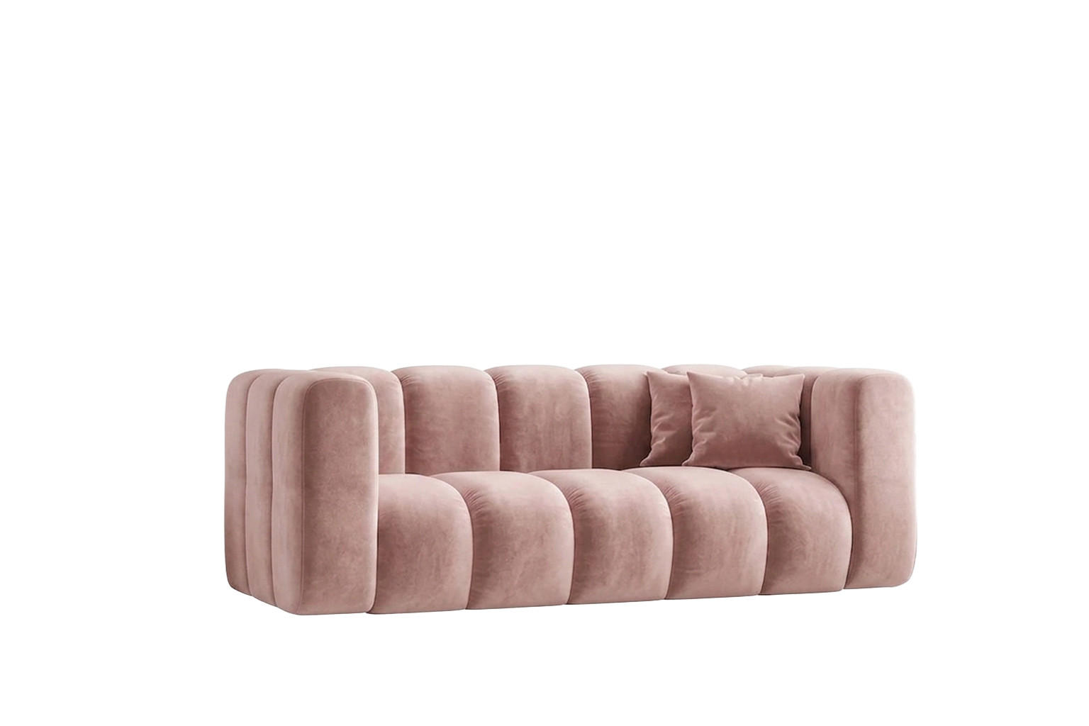 SOFA 2-Sitzer Modulares, Velvet-Stoff Riviera, Hellrosa, GRAND - Hellrosa, Holz (197/70/89cm) - Kaiser Möbel