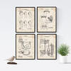 POSTER Set mit 4 Jahrgang Klinge Vater Patent A4 Schwarzer Rahmen - Schwarz, Papier (29.7/3cm) - Nacnic