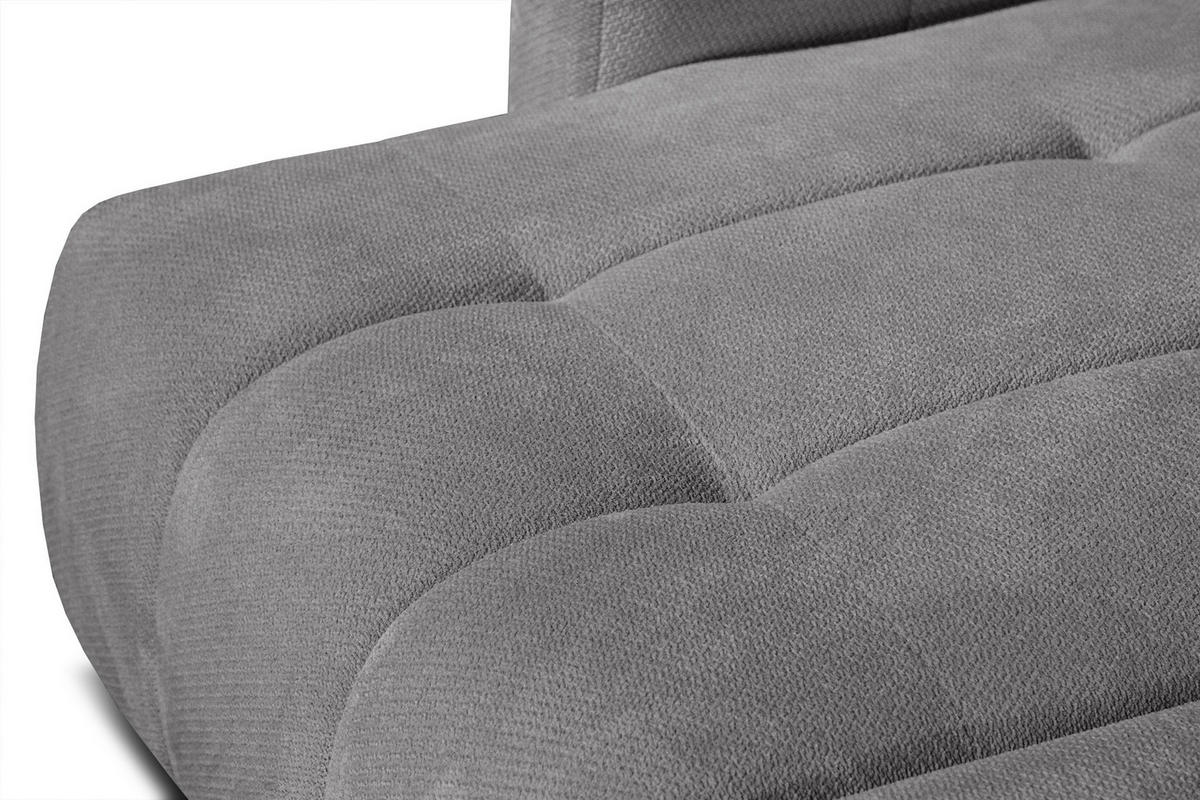 ECKSOFA KIMI 3-Sitzer, ausziehbarer Sitz, verstellbare Kopfstützen, grau - Schwarz/Grau, Holzwerkstoff/Textil (270/160cm) - Courtois Laville