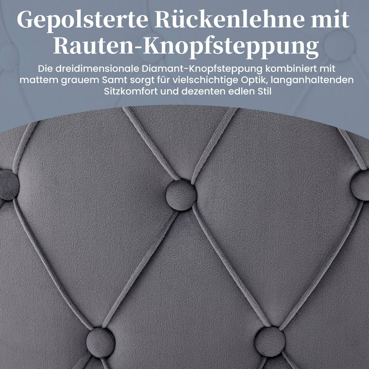 ESSZIMMERSTÜHLE 2er-Set Samt Silber Metall Grau - Silberfarben/Grau, Textil (59/89/55cm) - FLIEKS