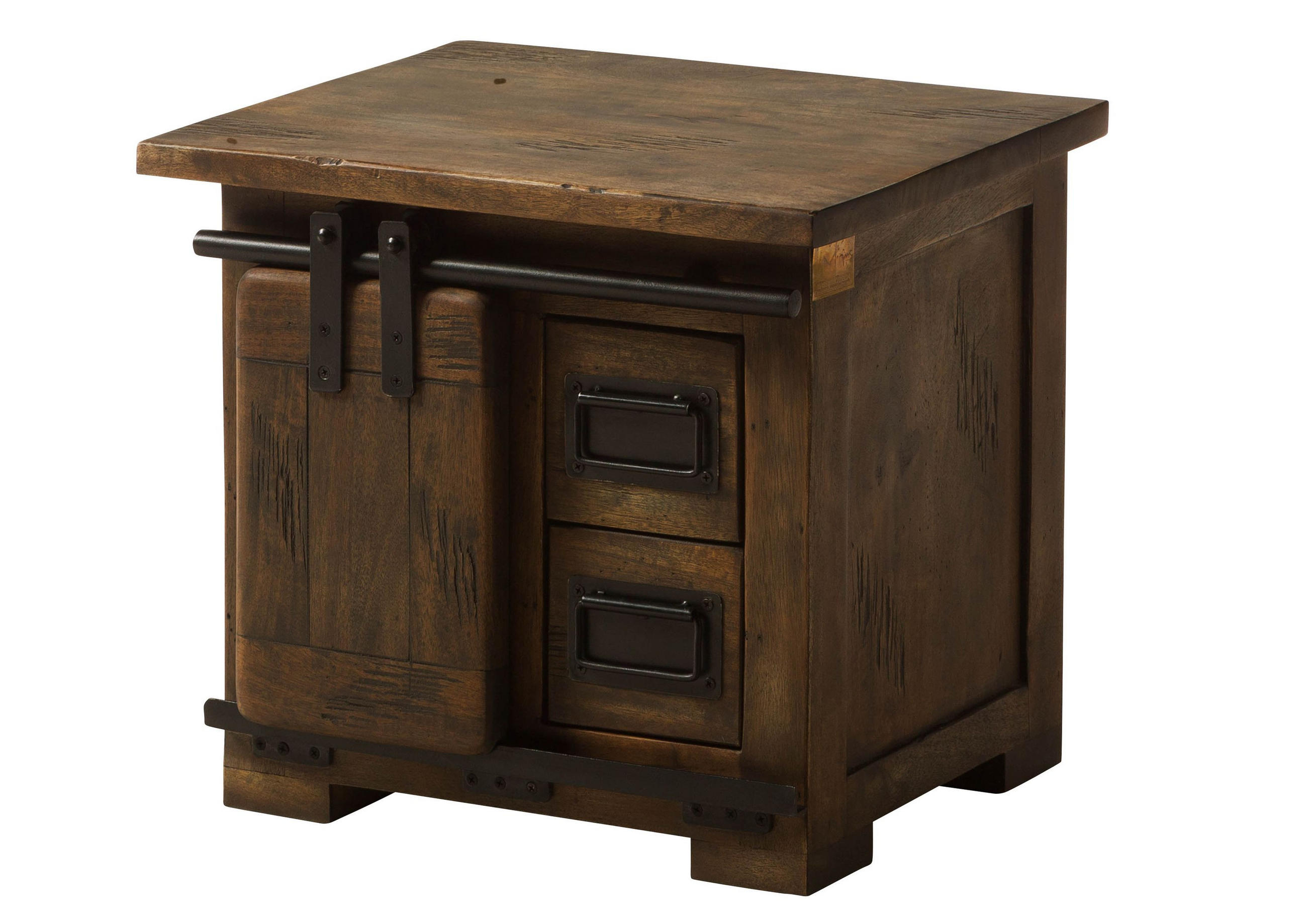 NACHTTISCH Mango 50x40x45 braun lackiert RAILWAY #4012 - Braun, Holz (50/45/40cm) - Massivmoebel24