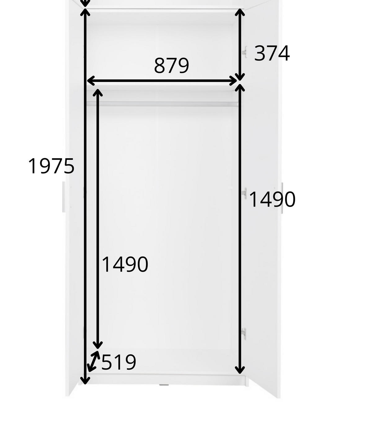 KLEIDERSCHRANK Weiß 91/197/52 - Weiß, Holzwerkstoff (91/197/52cm) - RAUMHIRSCH FURNITURE