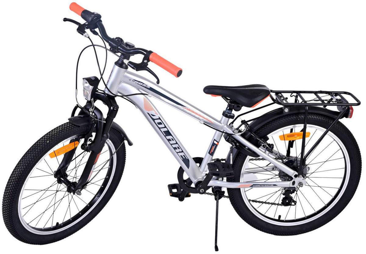 KINDERFAHRRAD Cross - Jungen - 20 Zoll - Rücktritt + Handbremse - 6 Gänge - Silber - Silberfarben, Metall (55cm) - TPFSports