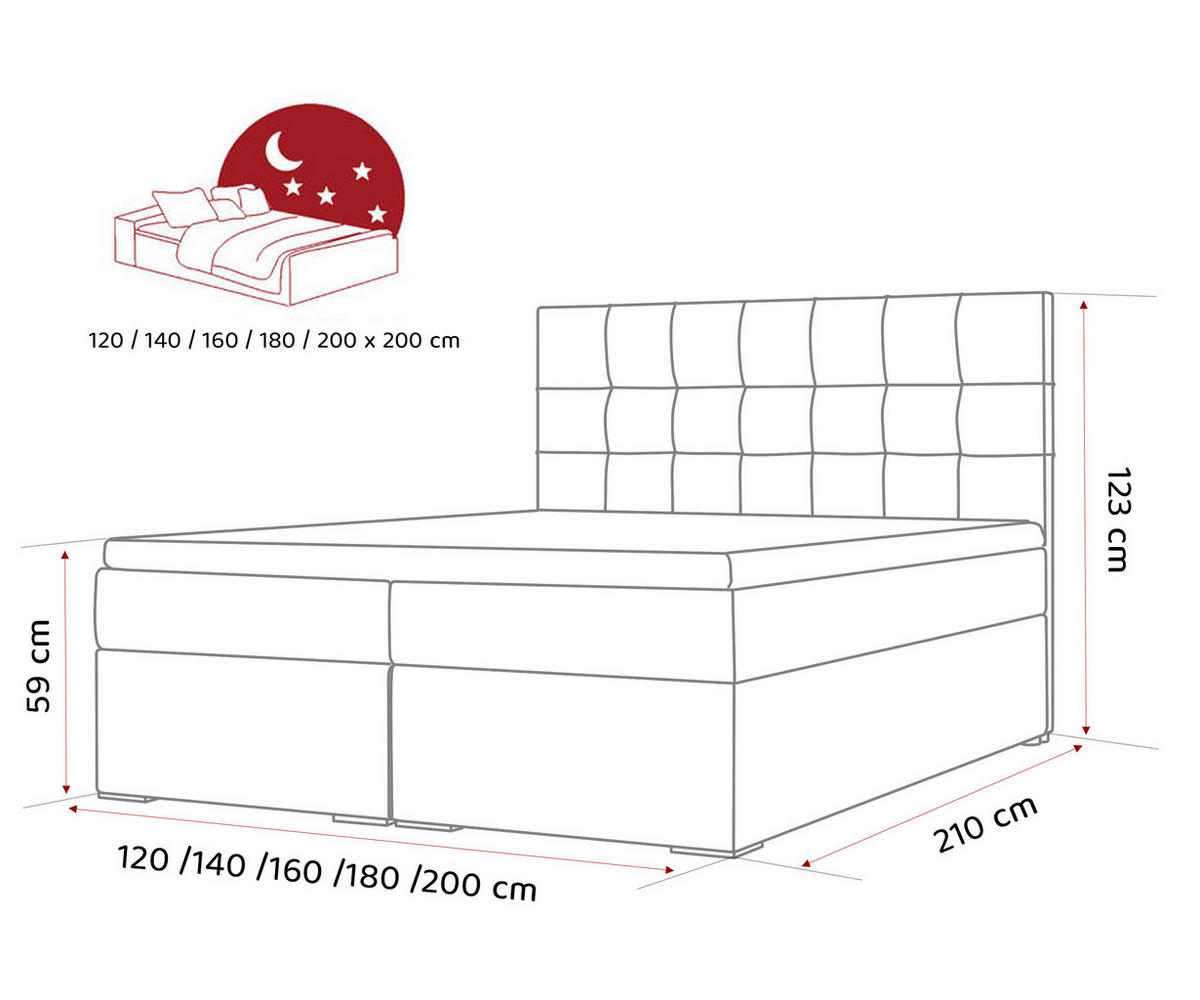 BOXBETT IMPERIAL 120/200 cm, in Dunkelgrau, mit Matratze und Topper - Dunkelgrau, Holzwerkstoff/Textil (120/200cm) - Idohome