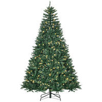UMĚLÝ vánoční stromek, 210 cm, s 2154 větvičkami a 700 LED diodami - zelená barva, plast (210cm) - HOMCOM
