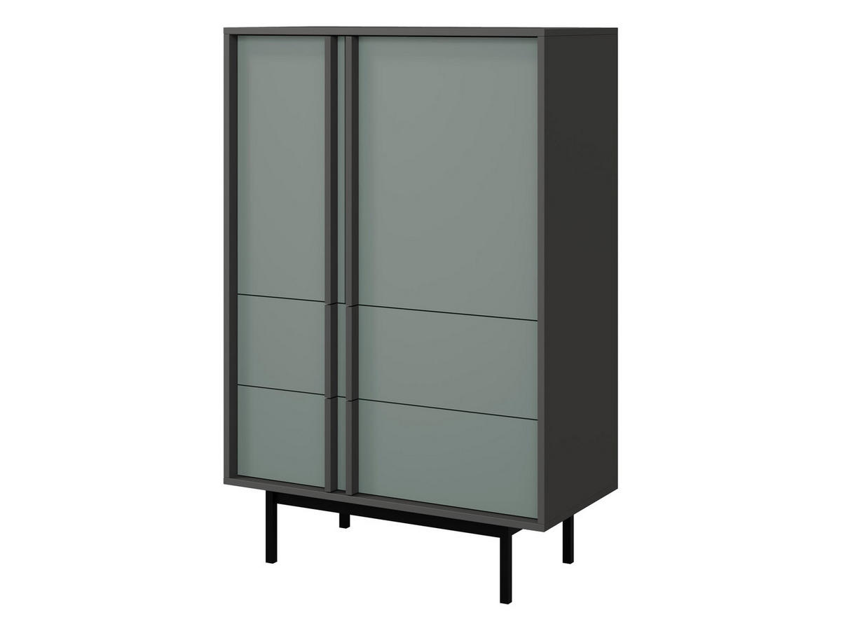 STANDREGAL Alsy 2S2D AL05 - Anthrazit/Grün, Holzwerkstoff/Kunststoff (83/127/43cm) - MIRJAN24