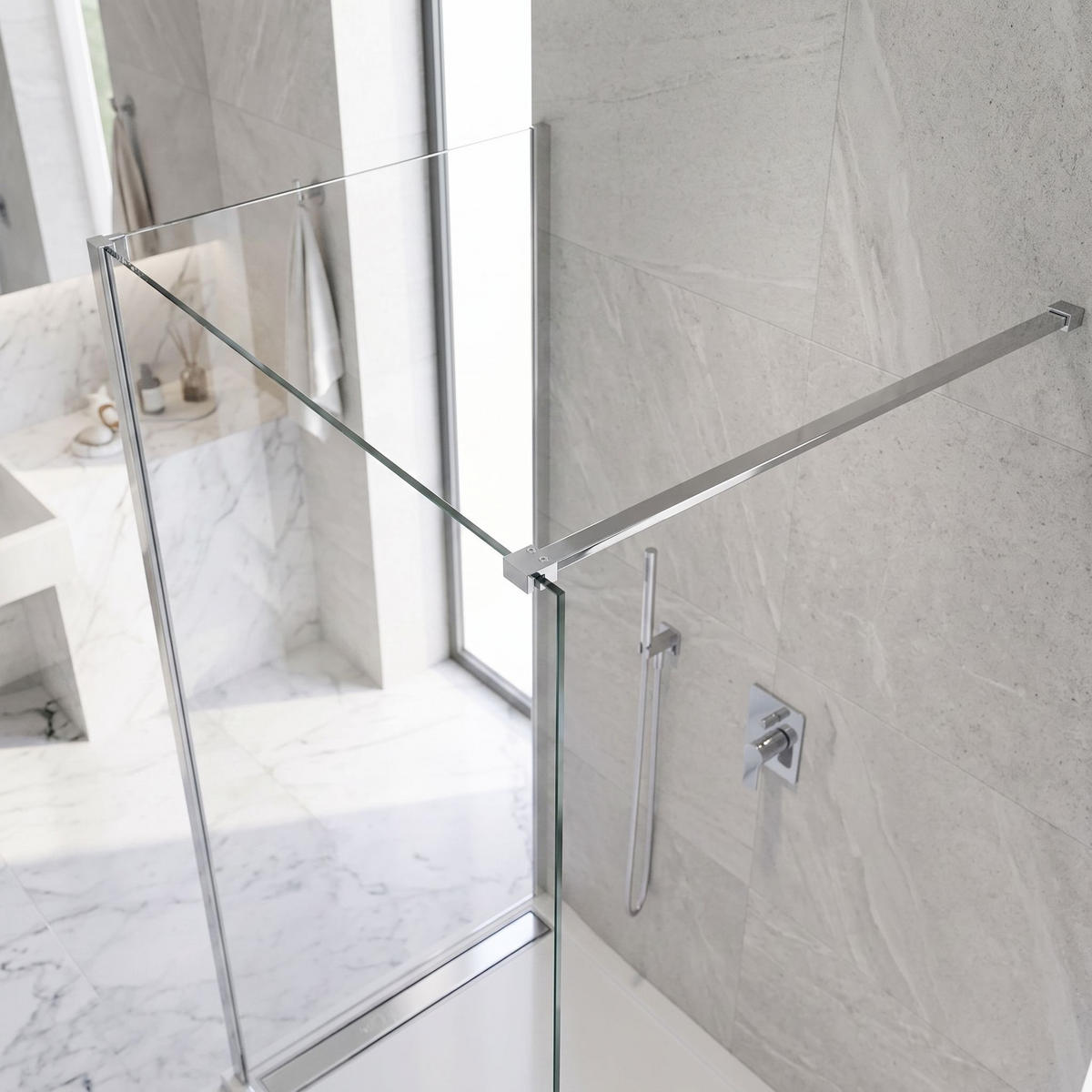 STABILISIERUNGSSTANGE Für Duschwand 150 Cm Rea Chrome - Chromfarben, Metall (3.2/150/3.2cm) - REA