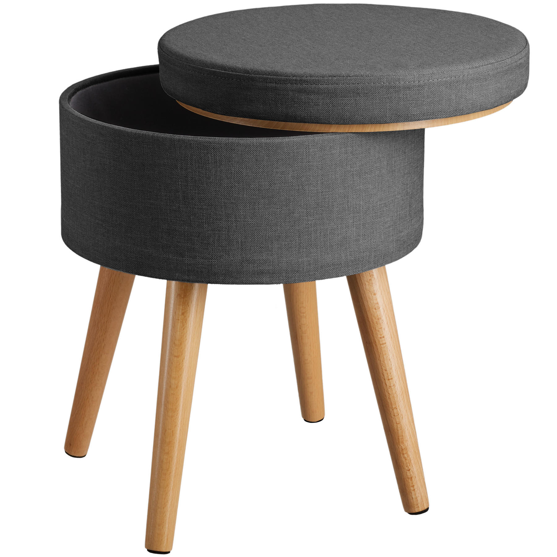SITZHOCKER mit Stauraum Yara,42,5 x 42,5 x 45,5 cm,dunkelgrau - Dunkelgrau, Holz (42.5/45.5/42.5cm) - tectake