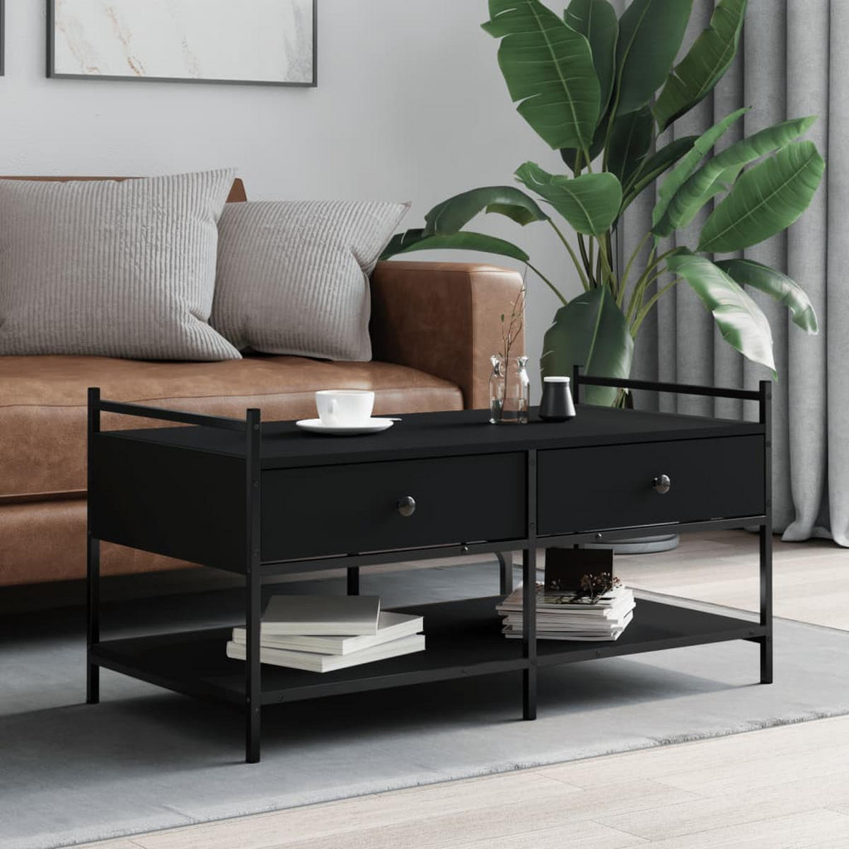 COUCHTISCH Schwarz 99x50x50 cm Holzwerkstoff - Schwarz, Holzwerkstoff (50/99/50cm) - furnicato