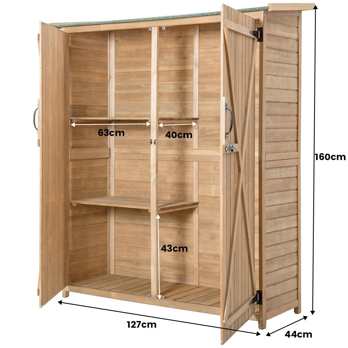 GERÄTEHAUS Natur - Naturfarben, Holz (50/162/140cm) - COSTWAY