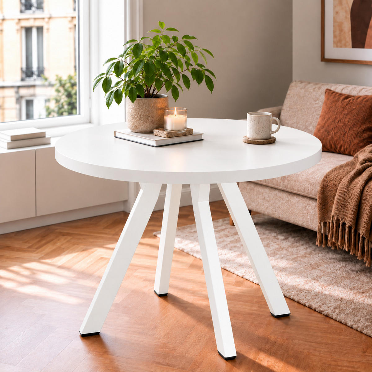 ESSTISCH rund ausziehbar 90/190/76 cm, Weiß, 54 cm Tischplatte + Y Metallgestell Schwarz - Schwarz/Weiß, Holzwerkstoff/Metall (90/190/76cm) - Damale Möbel