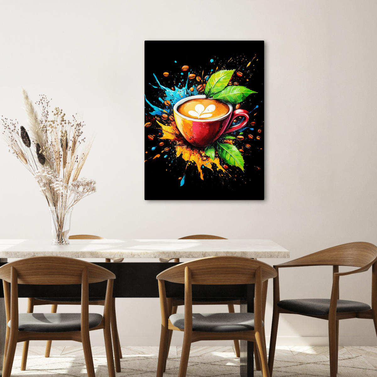 LEINWANDBILD Kaffee - Graffiti - Trinken - Abstrakt 60x80 cm - Mokka, Textil (60/80cm) - MuchoWow