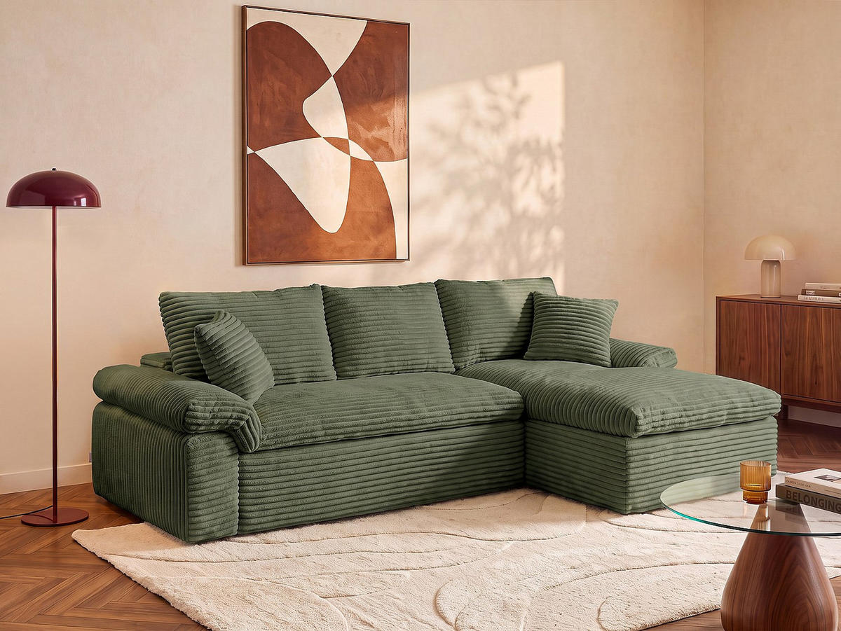 SOFA - 3 Personen - samt - khaki Dorepa - Schlammfarben, Textil (246/101cm) - Vente-Unique